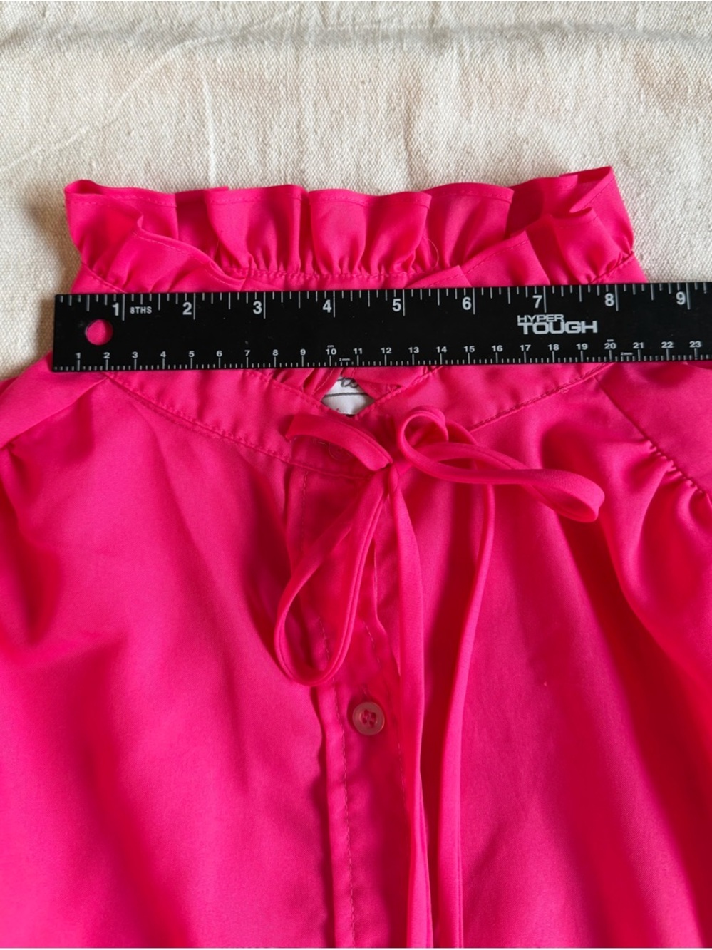Vintage Alicia Hot Pink Ruffle Mock Neck Blouse 1970s Secretary Pussybow Top 42 - Picture 12 of 12